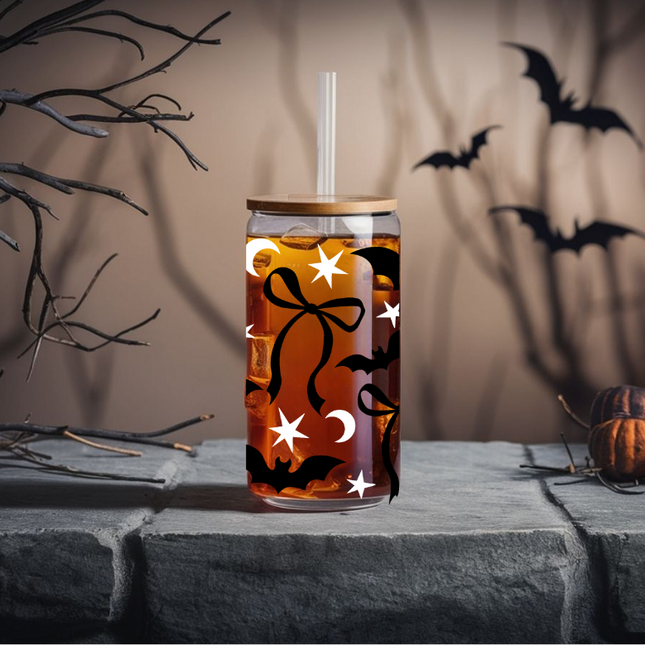 Halloween Bat, Coquette Ribbon Bow, UV Wrap, Girly, Spooky Season