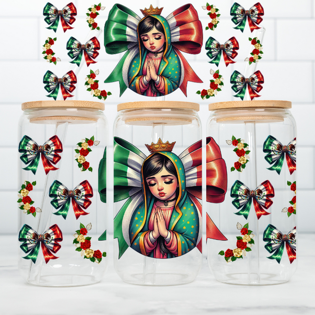 Virgen De Guadalupe, Virgencita, UV Cup Wrap, Coquette Bow