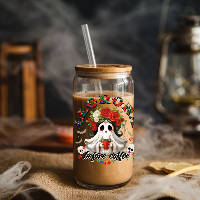 Llorona before Coffee, UV Decal, Mexican Halloween, Espooky Season, Cafecito