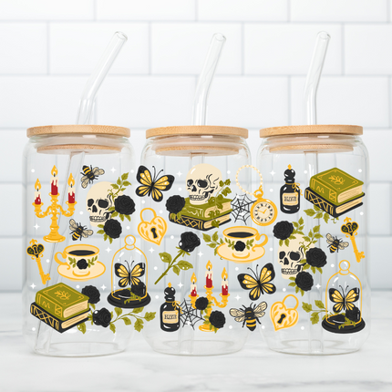 Halloween Skull, Gothic, Red Rose, Witchy, UV Wrap, Spooky Season