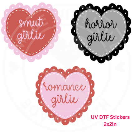 Smut Girlie, Horror Girlie, Romance Girlie, UV Decals, Book Lover, Spicey Reading