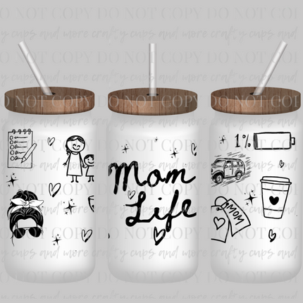 Mom Life, Doodles, UV Cup Wrap, Mama, Funny, Libby Cup Wrap