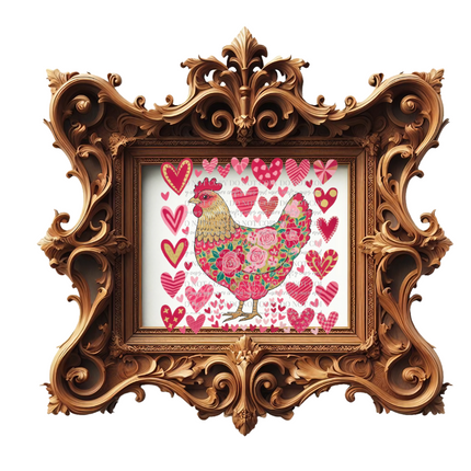 Floral Rooster, Hearts, Country, BOHO, DTF Transfer