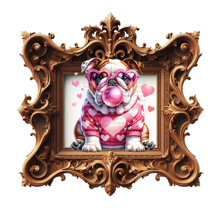 English Bulldog, Hearts, Dog Mom, Trendy, Bubblegum