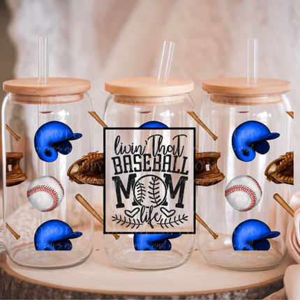 Baseball Mom, Cup Wrap, UV DTF Wrap, Game Day, Baseball Mom Life, UV Decal, Sticker