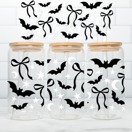 Halloween Bat, Coquette Ribbon Bow, UV Wrap, Girly, Spooky Season