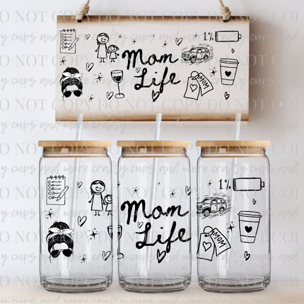 Mom Life, Doodles, UV Cup Wrap, Mama, Funny, Libby Cup Wrap