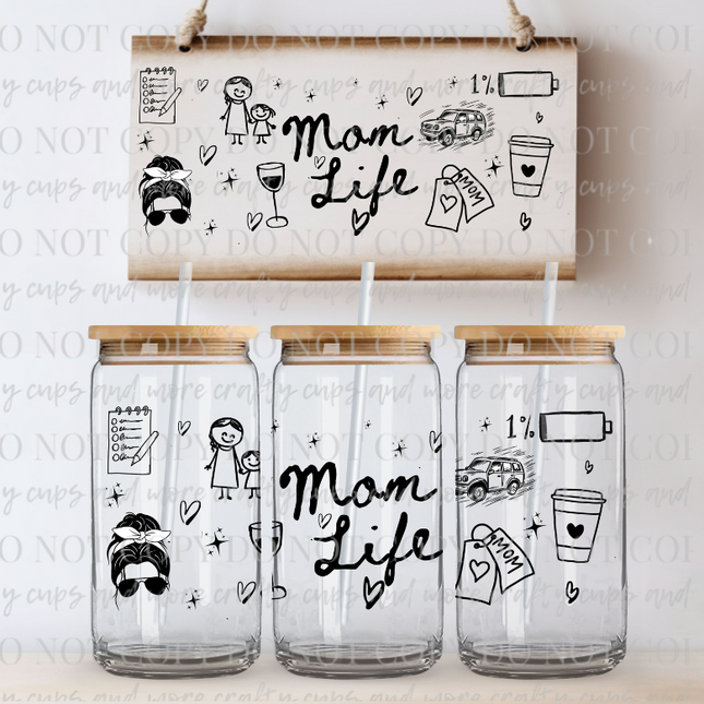 Mom Life, Doodles, UV Cup Wrap, Mama, Funny, Libby Cup Wrap
