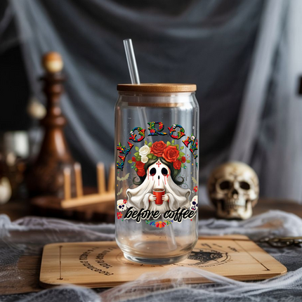 Llorona before Coffee, UV Decal, Mexican Halloween, Espooky Season, Cafecito