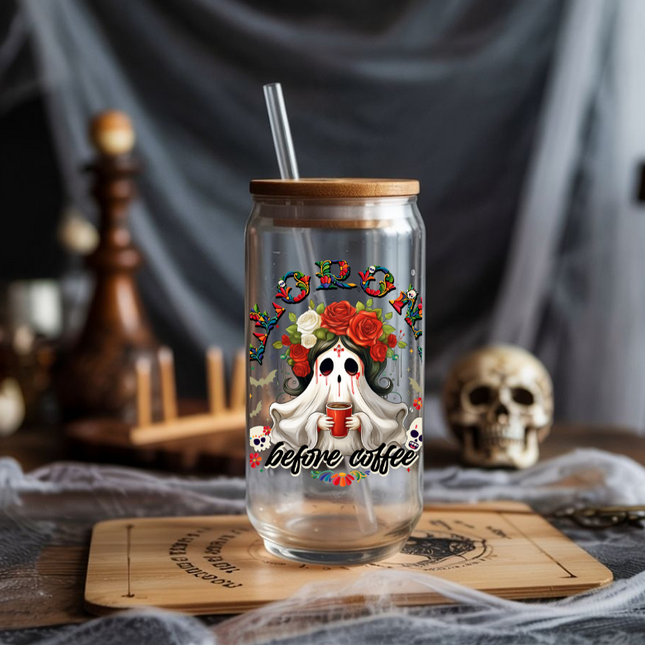 Llorona before Coffee, UV Decal, Mexican Halloween, Espooky Season, Cafecito
