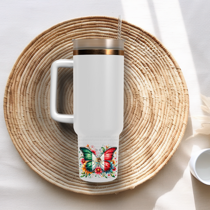 Mexico Flag, Butterfly, Floral, Sticker, Decal, Patriotic, Mexican Heritage