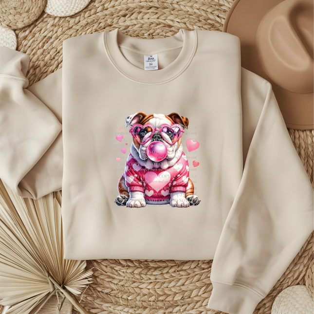 English Bulldog, Hearts, Dog Mom, Trendy, Bubblegum
