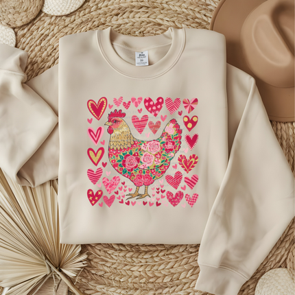 Floral Rooster, Hearts, Country, BOHO, DTF Transfer