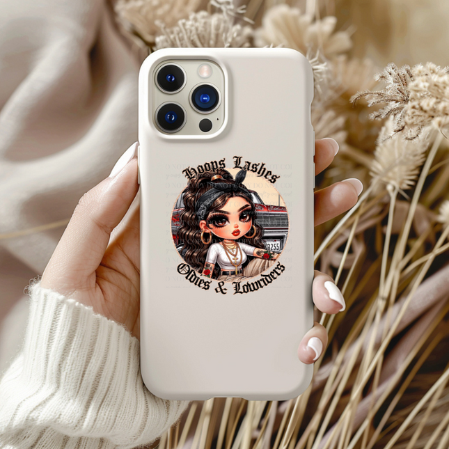 Hoops Lashes Oldies & Lowriders, UV Sticker, Decal, Cholas