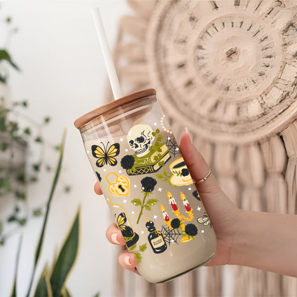 Halloween Skull, Gothic, Red Rose, Witchy, UV Wrap, Spooky Season