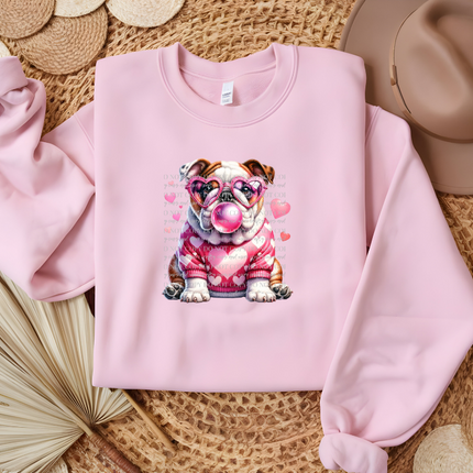English Bulldog, Hearts, Dog Mom, Trendy, Bubblegum