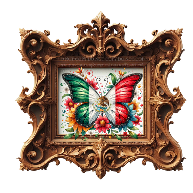 Mexico Flag, Butterfly, Floral, Sticker, Decal, Patriotic, Mexican Heritage
