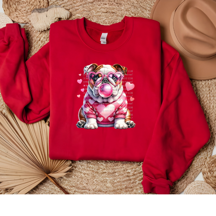 English Bulldog, Hearts, Dog Mom, Trendy, Bubblegum