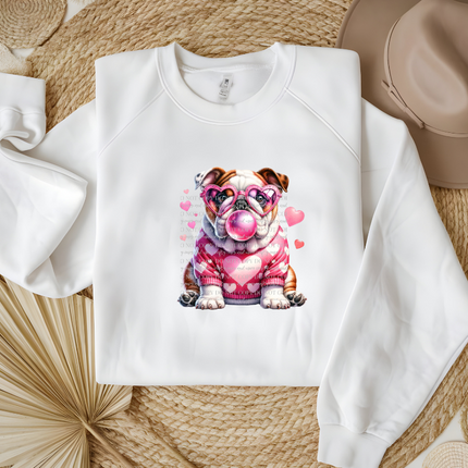 English Bulldog, Hearts, Dog Mom, Trendy, Bubblegum