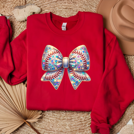 Baseball Coquette Bow, Sequin Bow, Baseball Mom, Game Day