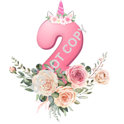 Floral Unicorn Birthday PNG Bundle
