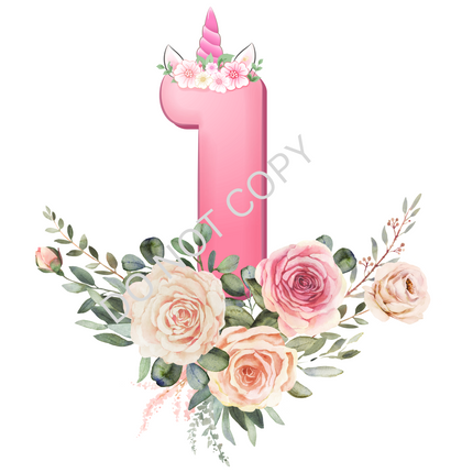 Floral Unicorn Birthday PNG Bundle