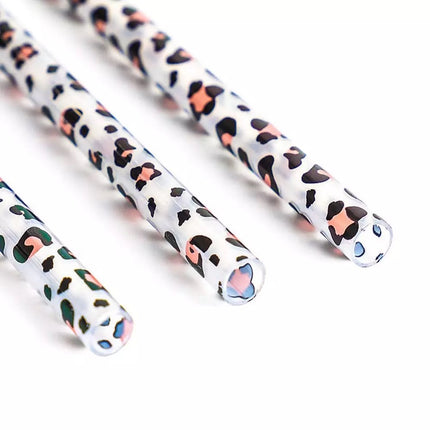 Hard plastic white leopard print straws