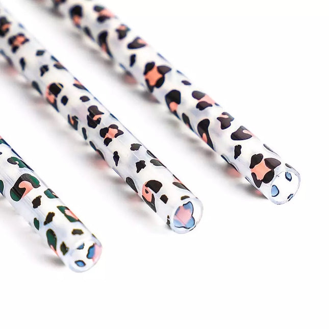 Hard plastic white leopard print straws