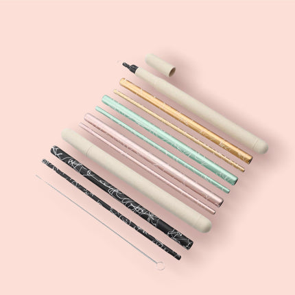 Modern design metal straws/straight (4 piece set)