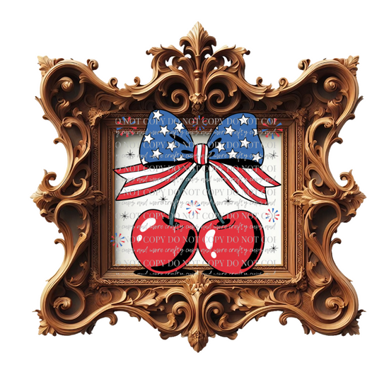 Fourth of July, Patriotic, Cherry Bow, Coquette Bow, DTF Transfer