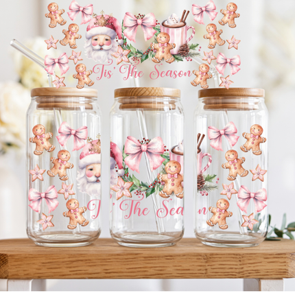 Pink Christmas, Santa, UV Cup Wraps, Tis the Season