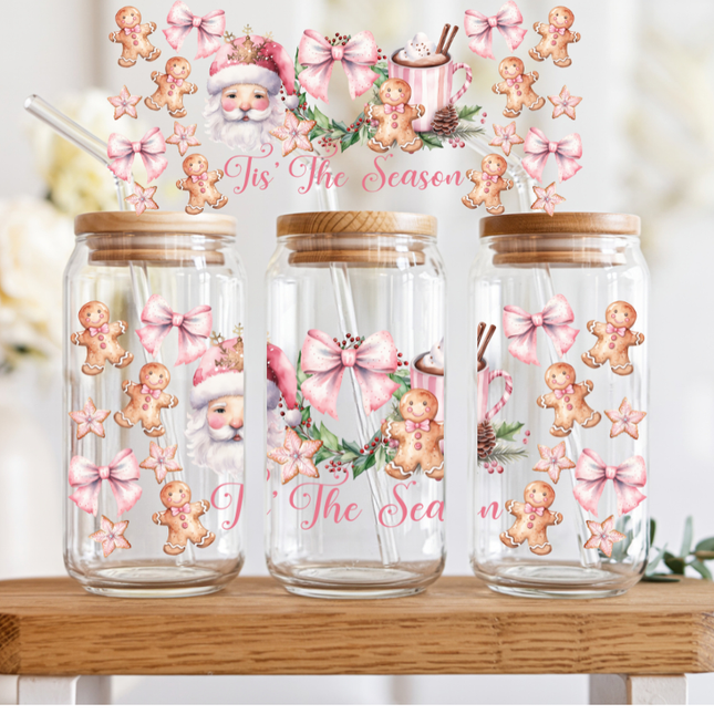 Pink Christmas, Santa, UV Cup Wraps, Tis the Season