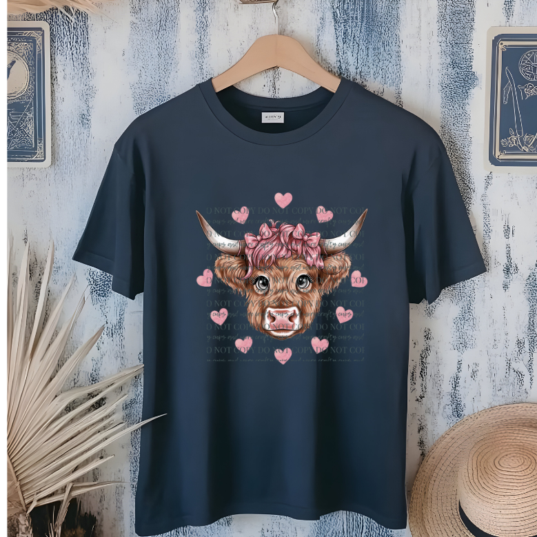 Baby Cow, Highland Cow, Western Valentine's, PNG