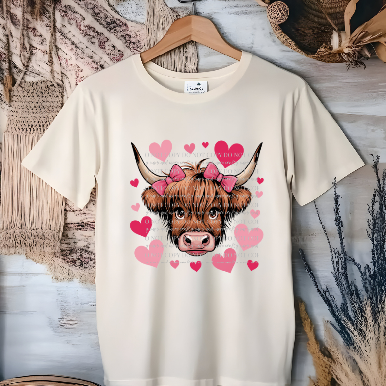 Baby Cow, Highland Cow, Western Valentine's, PNG