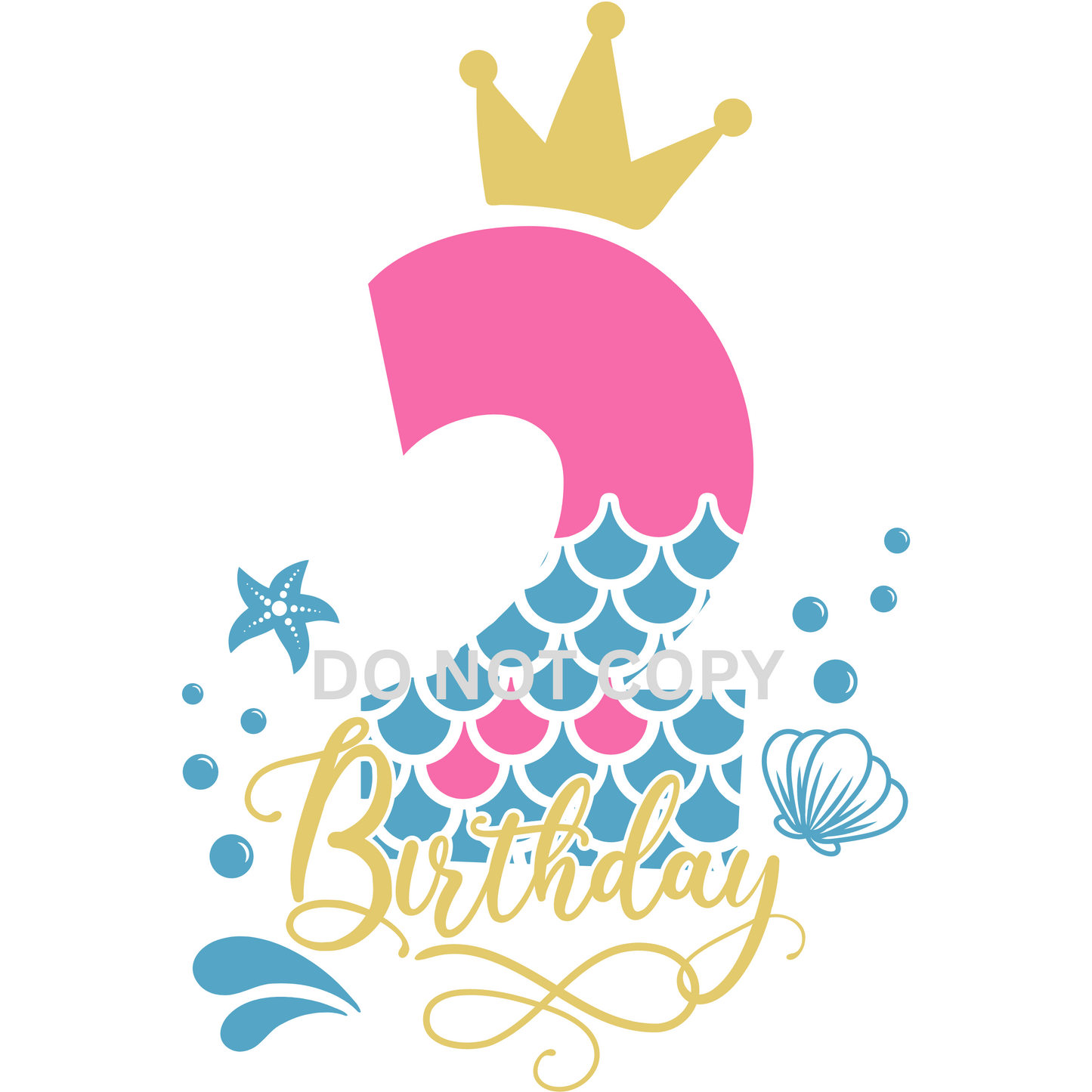 Mermaid Birthday PNG BUNDLE