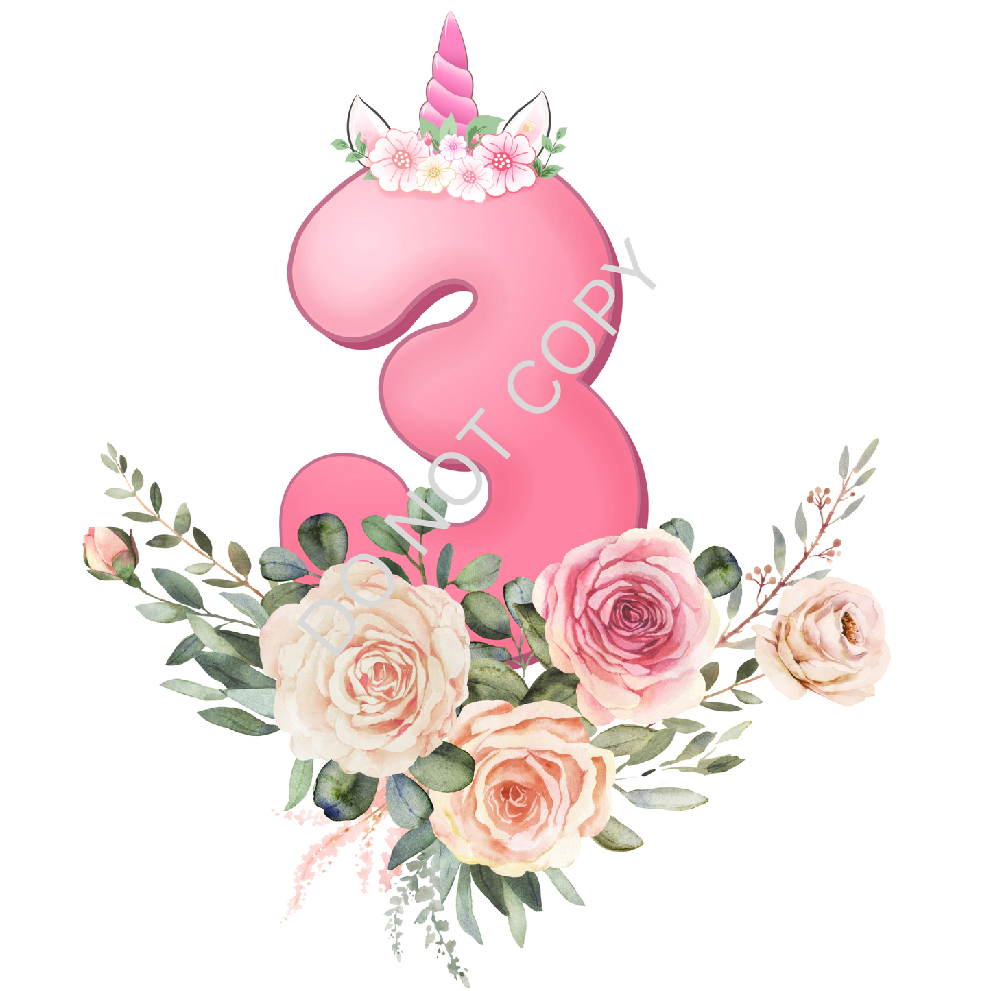 Floral Unicorn Birthday PNG Bundle