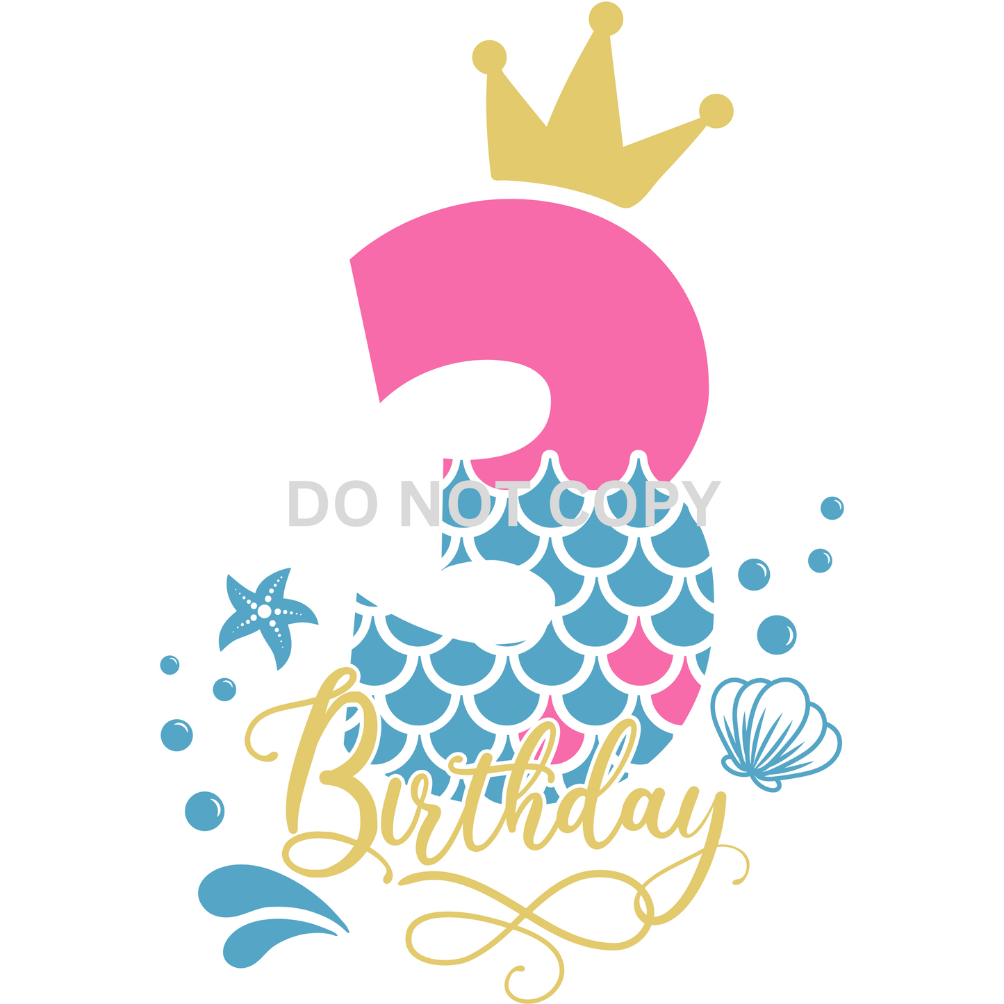 Mermaid Birthday PNG BUNDLE