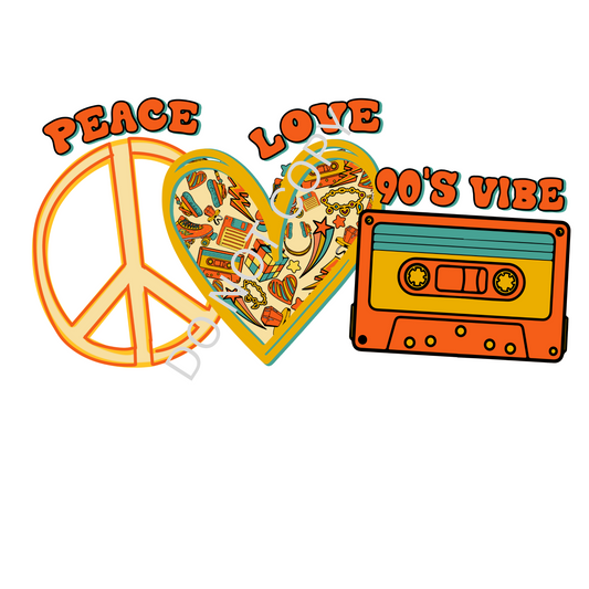 Peace Love 90's Vibe, PNG