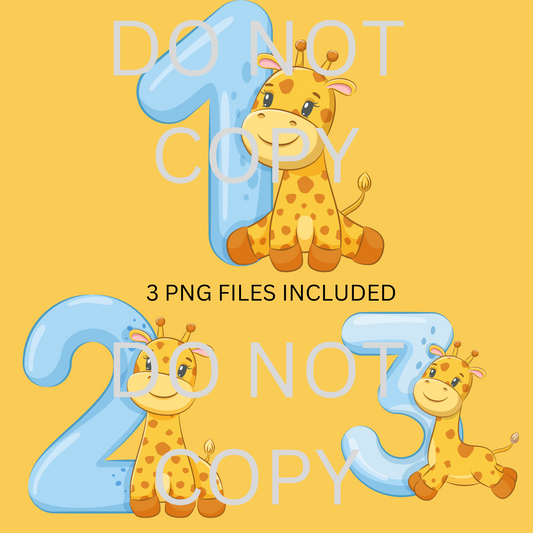 Birthday Boy Giraffe PNG Bundle