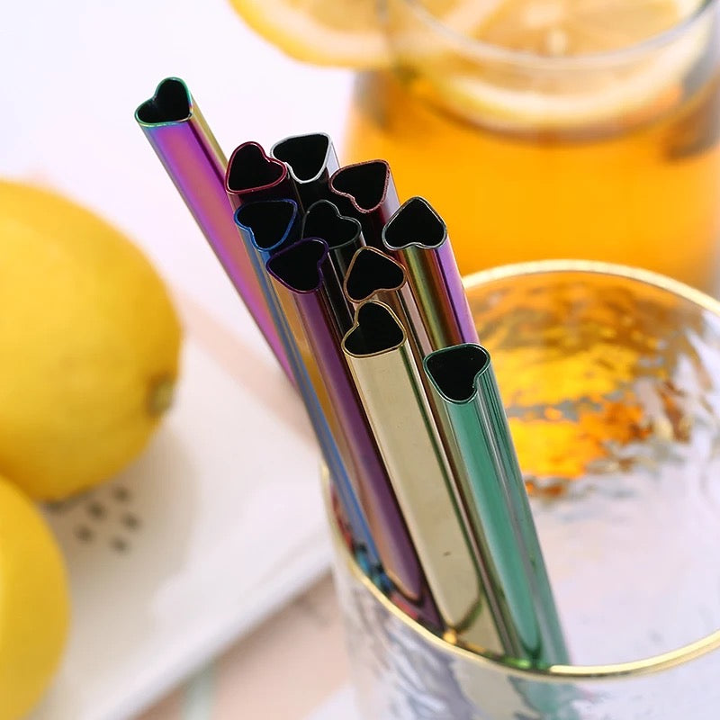 Heart Shaped Metal Straw, Stainless Steel