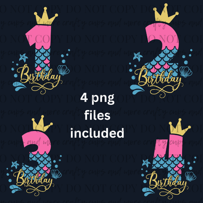 Mermaid Birthday PNG BUNDLE