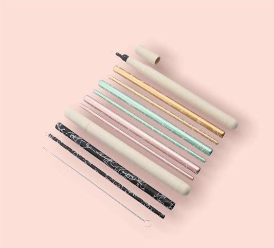 Modern design metal straws/straight (4 piece set)